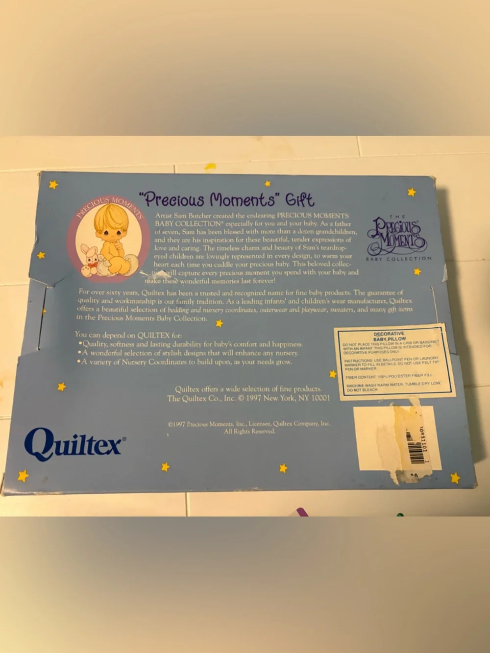 Vintage Precious Moments Decorative Birth Certificate Pillow Quiltex